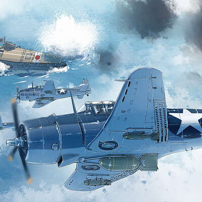 Image For Post SDB Dauntless diver bombers over Akagi