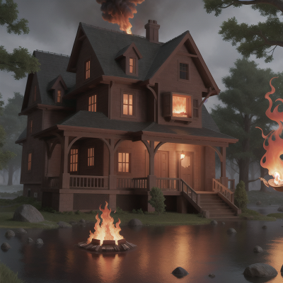 Image For Post Anime, haunted mansion, fire, book, camera, swamp, HD, 4K, AI Generated Art