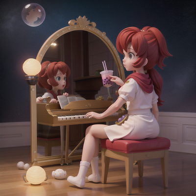 Image For Post Anime, bravery, bubble tea, space shuttle, enchanted mirror, piano, HD, 4K, AI Generated Art