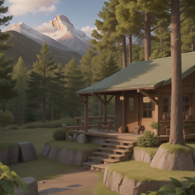 Image For Post Anime, forest, laughter, coffee shop, wind, mountains, HD, 4K, AI Generated Art