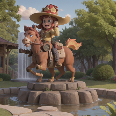Image For Post Anime, fountain, firefighter, griffin, enchanted forest, wild west town, HD, 4K, AI Generated Art