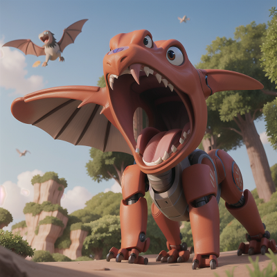 Image For Post Anime, robotic pet, confusion, pterodactyl, park, treasure, HD, 4K, AI Generated Art