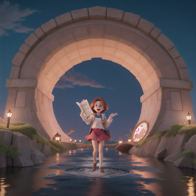 Image For Post Anime, magic portal, river, book, singing, airplane, HD, 4K, AI Generated Art