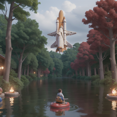 Image For Post Anime, flood, space shuttle, spaceship, enchanted forest, pizza, HD, 4K, AI Generated Art