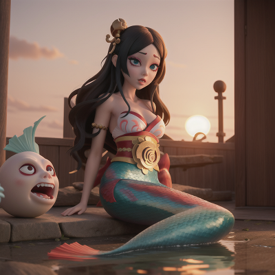 Image For Post Anime, geisha, mermaid, sunrise, key, zombie, HD, 4K, AI Generated Art