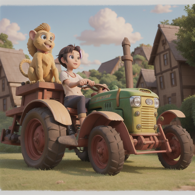 Image For Post Anime, tractor, sphinx, monkey, village, dragon, HD, 4K, AI Generated Art