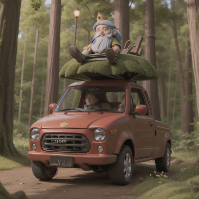 Image For Post Anime, forest, car, dwarf, tower, king, HD, 4K, AI Generated Art