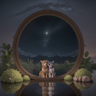 Image For Post Anime, enchanted mirror, space, dog, swamp, desert, HD, 4K, AI Generated Art