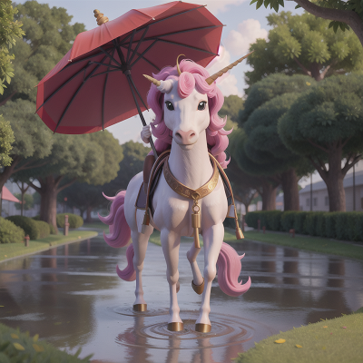 Image For Post Anime, unicorn, space, umbrella, park, flood, HD, 4K, AI Generated Art
