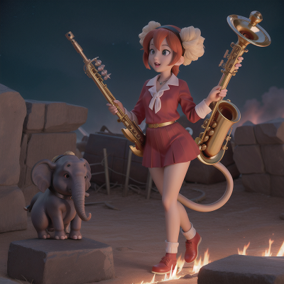 Image For Post Anime, saxophone, demon, elephant, earthquake, rocket, HD, 4K, AI Generated Art