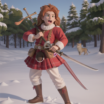 Image For Post Anime, snow, lion, sword, fish, bagpipes, HD, 4K, AI Generated Art