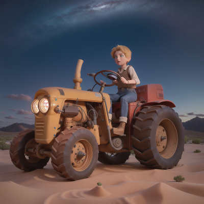 Image For Post Anime, wormhole, tractor, hero, lamp, desert, HD, 4K, AI Generated Art
