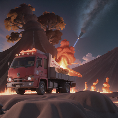 Image For Post Anime, volcano, villain, space, surprise, taco truck, HD, 4K, AI Generated Art
