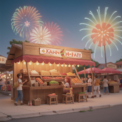 Image For Post Anime, centaur, fireworks, hot dog stand, fruit market, electric guitar, HD, 4K, AI Generated Art