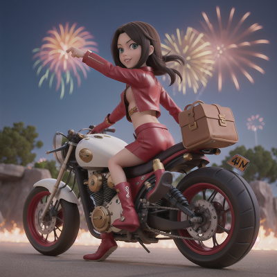 Image For Post Anime, treasure, camera, motorcycle, fireworks, villain, HD, 4K, AI Generated Art