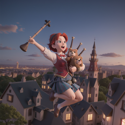 Image For Post Anime, bagpipes, skyscraper, jumping, bear, haunted mansion, HD, 4K, AI Generated Art