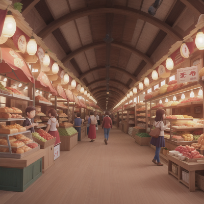 Image For Post Anime, clock, fruit market, bakery, confusion, river, HD, 4K, AI Generated Art