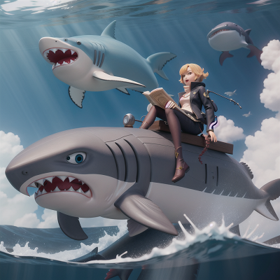 Image For Post Anime, key, shark, whale, book, villain, HD, 4K, AI Generated Art