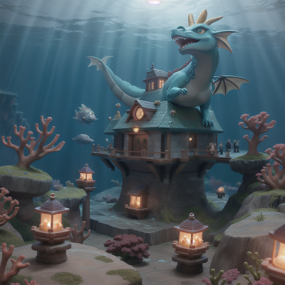 Image For Post Anime, dragon, underwater city, submarine, cursed amulet, crystal, HD, 4K, AI Generated Art