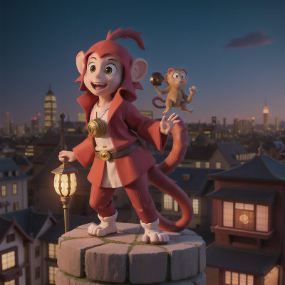 Image For Post Anime, lamp, city, camera, dragon, monkey, HD, 4K, AI Generated Art