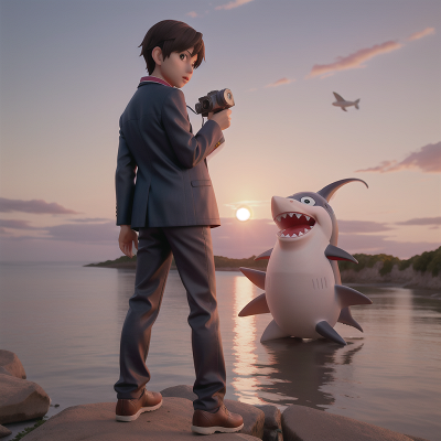Image For Post Anime, detective, camera, shark, teacher, sunset, HD, 4K, AI Generated Art