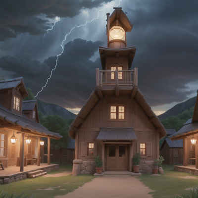 Image For Post Anime, thunder, village, wild west town, telescope, museum, HD, 4K, AI Generated Art