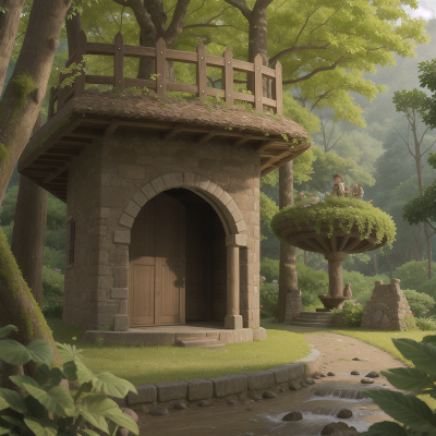 Image For Post Anime, castle, accordion, park, forest, jungle, HD, 4K, AI Generated Art