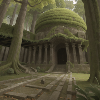 Image For Post Anime, umbrella, cathedral, forest, king, maze, HD, 4K, AI Generated Art