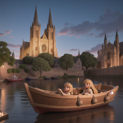 Image For Post Anime, princess, boat, cathedral, maze, vampire, HD, 4K, AI Generated Art
