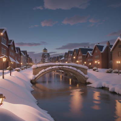 Image For Post Anime, key, snow, city, bridge, swamp, HD, 4K, AI Generated Art