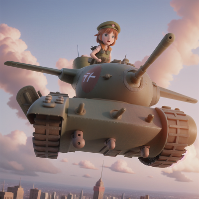 Image For Post Anime, airplane, tank, griffin, hat, city, HD, 4K, AI Generated Art