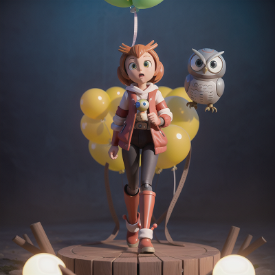 Image For Post Anime, balloon, robot, owl, teleportation device, fog, HD, 4K, AI Generated Art