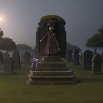 Image For Post Anime, haunted graveyard, crystal, fog, museum, hat, HD, 4K, AI Generated Art