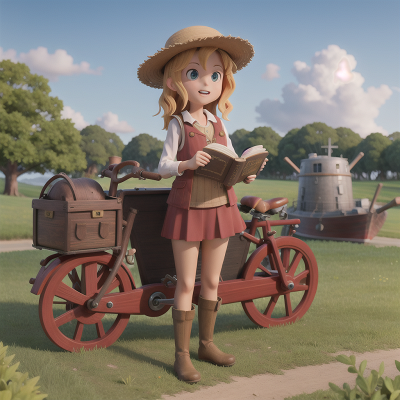 Image For Post Anime, bicycle, boat, farmer, spell book, tank, HD, 4K, AI Generated Art