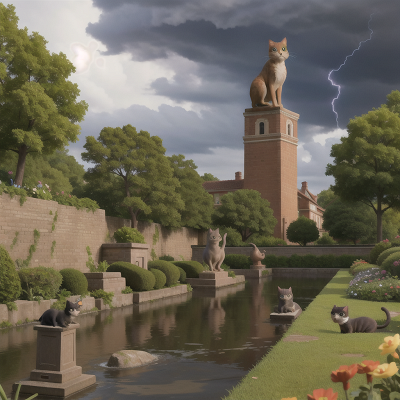 Image For Post Anime, river, museum, garden, cat, storm, HD, 4K, AI Generated Art
