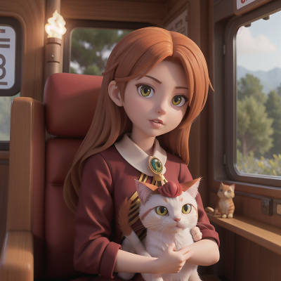 Image For Post Anime, phoenix, cat, queen, forest, train, HD, 4K, AI Generated Art
