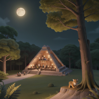 Image For Post Anime, pyramid, forest, moonlight, detective, tiger, HD, 4K, AI Generated Art