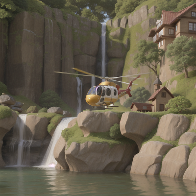 Image For Post Anime, helicopter, swimming, golden egg, hidden trapdoor, waterfall, HD, 4K, AI Generated Art
