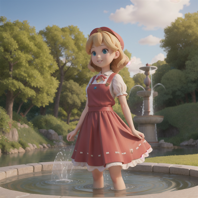 Image For Post Anime, farmer, princess, river, fountain, ocean, HD, 4K, AI Generated Art