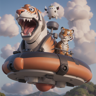 Image For Post Anime, hovercraft, robot, tiger, ghost, griffin, HD, 4K, AI Generated Art