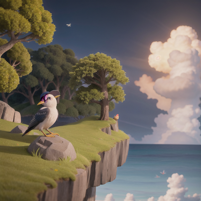 Image For Post Anime, island, hat, bird, exploring, storm, HD, 4K, AI Generated Art