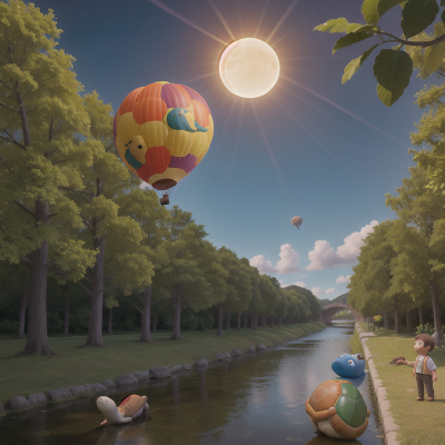 Image For Post Anime, turtle, solar eclipse, balloon, river, museum, HD, 4K, AI Generated Art