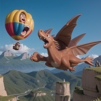 Image For Post Anime, balloon, mountains, pterodactyl, time machine, fighting, HD, 4K, AI Generated Art