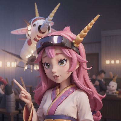 Image For Post Anime, hat, unicorn, airplane, geisha, virtual reality, HD, 4K, AI Generated Art
