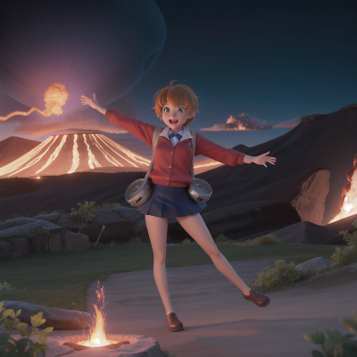 Image For Post Anime, scientist, wormhole, school, volcano, dancing, HD, 4K, AI Generated Art