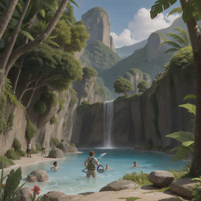 Image For Post Anime, mountains, zookeeper, swimming, sword, jungle, HD, 4K, AI Generated Art