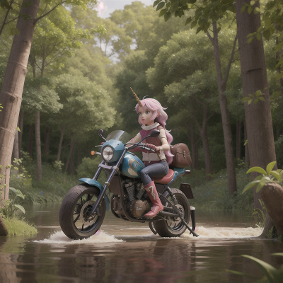 Image For Post Anime, motorcycle, flood, unicorn, space, enchanted forest, HD, 4K, AI Generated Art