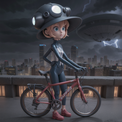 Image For Post Anime, bicycle, storm, hat, alien, futuristic metropolis, HD, 4K, AI Generated Art