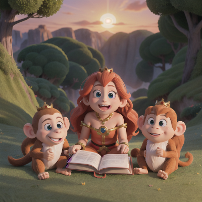 Image For Post Anime, queen, monkey, book, troll, sunrise, HD, 4K, AI Generated Art