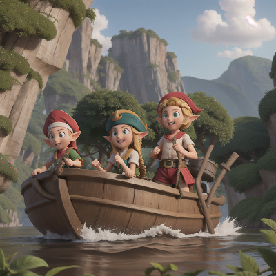 Image For Post Anime, jungle, boat, mountains, elf, pirate, HD, 4K, AI Generated Art